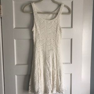 Crochet mini dress in cream